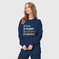 Костюм хлопковый женский Eat sleep roblox repeat art, цвет: тёмно-синий — фото 2