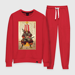 Костюм хлопковый женский Самурай Ода Нобутака: гравюра укиё-э, цвет: красный