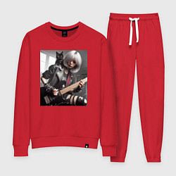 Женский костюм Девчонка рок гитарист с чёрным котом