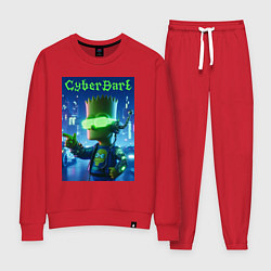 Костюм хлопковый женский Cyber Bart - neon glow ai art, цвет: красный