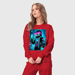 Костюм хлопковый женский Minecraft - neon character ai art, цвет: красный — фото 2