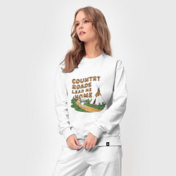 Костюм хлопковый женский Country roads lead me home, цвет: белый — фото 2