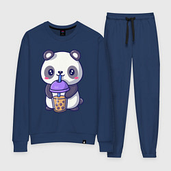 Костюм хлопковый женский Panda drink, цвет: тёмно-синий
