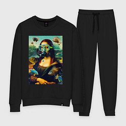 Костюм хлопковый женский Мона Лиза под водой - нейросеть, цвет: черный