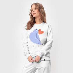 Костюм хлопковый женский Голубь с сердечком, цвет: белый — фото 2