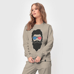 Костюм хлопковый женский Американец с усами и бородой, цвет: миндальный — фото 2