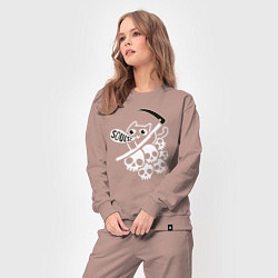 Костюм хлопковый женский Кот с косой, цвет: пыльно-розовый — фото 2