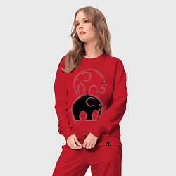 Костюм хлопковый женский Cute elephants, цвет: красный — фото 2