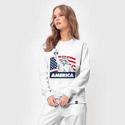 Костюм хлопковый женский Free America, цвет: белый — фото 2