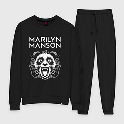 Костюм хлопковый женский Marilyn Manson rock panda, цвет: черный