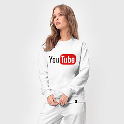 Костюм хлопковый женский You tube logo, цвет: белый — фото 2