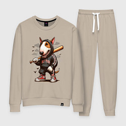 Костюм хлопковый женский Bully with a baseball bat - ai art fantasy, цвет: миндальный
