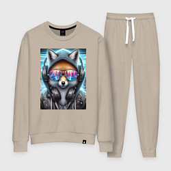 Костюм хлопковый женский Urban fox - ai art, цвет: миндальный