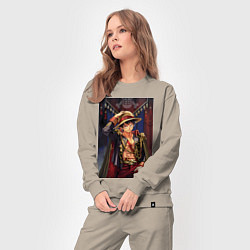 Костюм хлопковый женский Ван-Пис Луффи Монки Д арт, цвет: миндальный — фото 2