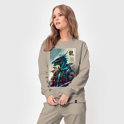 Костюм хлопковый женский Cool dragon - ai art fantasy, цвет: миндальный — фото 2
