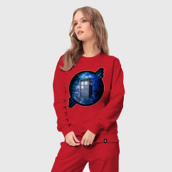 Костюм хлопковый женский Tardis in space, цвет: красный — фото 2