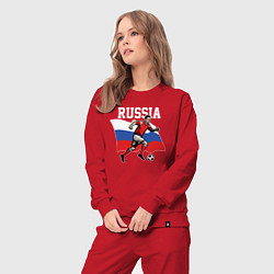 Костюм хлопковый женский Футболист России, цвет: красный — фото 2