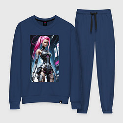 Костюм хлопковый женский Cyber Barbie from future - ai art fantasy, цвет: тёмно-синий