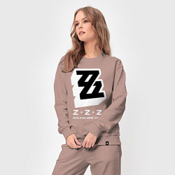 Костюм хлопковый женский Zenless zone zero лого, цвет: пыльно-розовый — фото 2