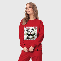 Костюм хлопковый женский Панда Миа акварель, цвет: красный — фото 2