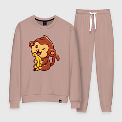 Костюм хлопковый женский Monkey banana, цвет: пыльно-розовый