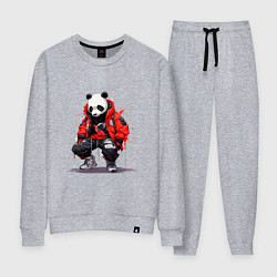 Женский костюм Модная панда в красной куртке