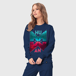 Костюм хлопковый женский Once human logotype, цвет: тёмно-синий — фото 2