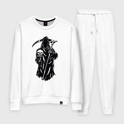 Костюм хлопковый женский Смерть с черепом, цвет: белый
