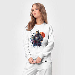 Костюм хлопковый женский Cat samurai - bushido ai art, цвет: белый — фото 2