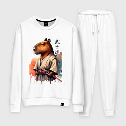 Костюм хлопковый женский Capybara samurai - ai art fantasy, цвет: белый