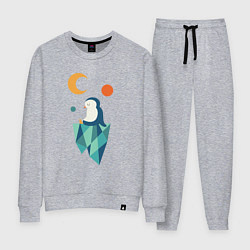 Костюм хлопковый женский Пингвин на айсберге, цвет: меланж