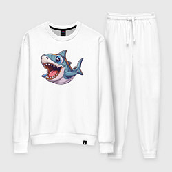 Костюм хлопковый женский Позитивная акула, цвет: белый