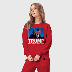 Костюм хлопковый женский Дональд Трамп, цвет: красный — фото 2