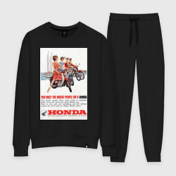 Костюм хлопковый женский Honda мотоцикл, цвет: черный