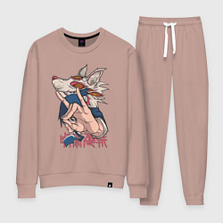 Костюм хлопковый женский Человек-бензопила Аки Хаякава лис, цвет: пыльно-розовый