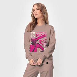 Костюм хлопковый женский Человек-бензопила Денджи неон, цвет: пыльно-розовый — фото 2