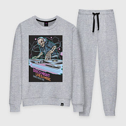 Костюм хлопковый женский Диджей скелет в наушниках, цвет: меланж