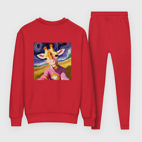 Женский костюм Селфи жирафа / Красный – фото 2