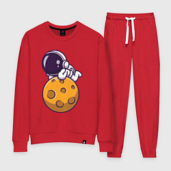 Костюм хлопковый женский Отдых на Луне, цвет: красный
