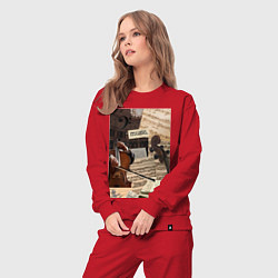 Костюм хлопковый женский Музыка эстетика, цвет: красный — фото 2