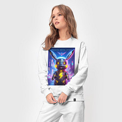 Костюм хлопковый женский Cyber Pikachu - metal style neon glow, цвет: белый — фото 2