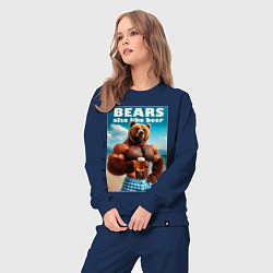 Костюм хлопковый женский Bear also like beer - slogan, цвет: тёмно-синий — фото 2