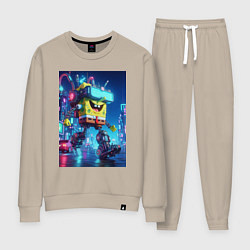 Костюм хлопковый женский Cyber Sponge Bob - neon glow fantasy, цвет: миндальный