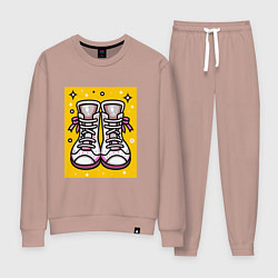 Костюм хлопковый женский Розовые ботинки, цвет: пыльно-розовый