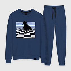 Костюм хлопковый женский Конь на шахматной доске, цвет: тёмно-синий