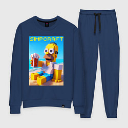 Костюм хлопковый женский Minecraft and Simpsons collaboration - ai art, цвет: тёмно-синий