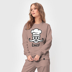 Костюм хлопковый женский Chef, цвет: пыльно-розовый — фото 2