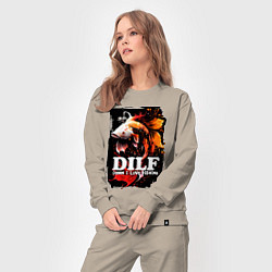 Костюм хлопковый женский DILF damn I love fishing, цвет: миндальный — фото 2