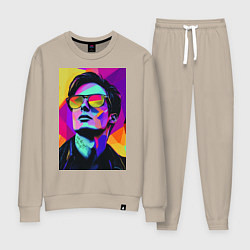 Костюм хлопковый женский Портрет Дурова pop art, цвет: миндальный