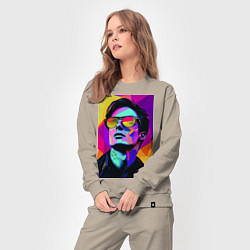 Костюм хлопковый женский Портрет Дурова pop art, цвет: миндальный — фото 2